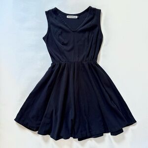 Women's Black V-Neck Jersey Skater Dress